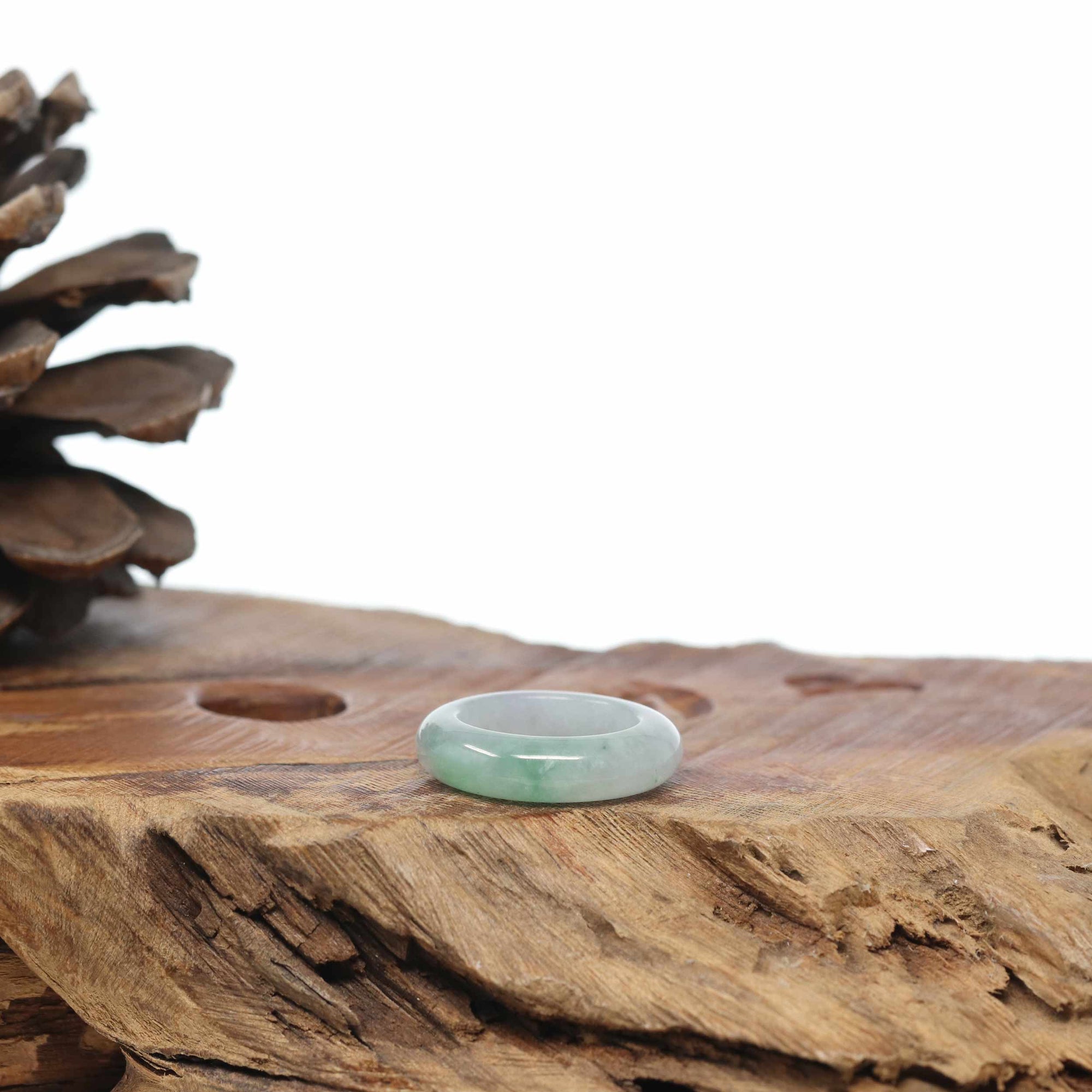 Baikalla Icy Apple-Green Burmese Jadeite Jade Traditional Ring 