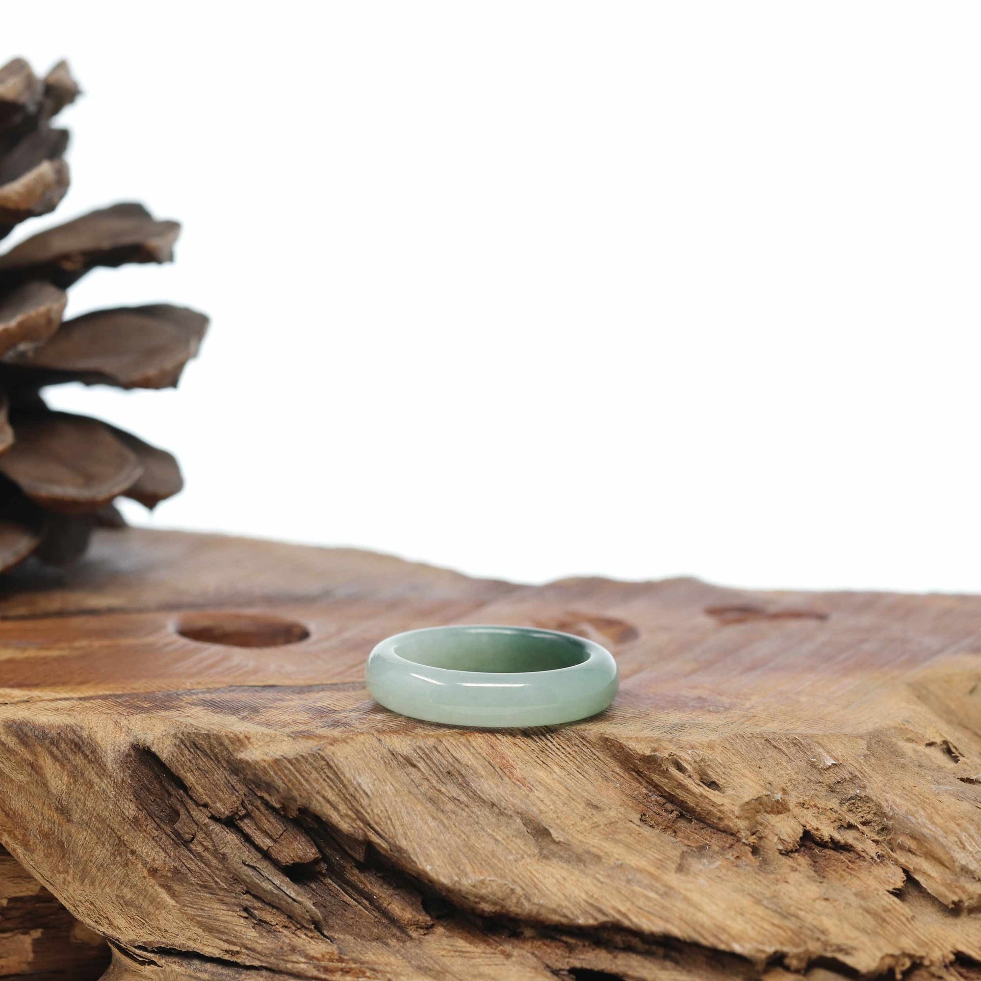 Natural Burmese Green Jadeite Jade Band Ring