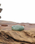 Baikalla Icy Oil-Green Burmese Jadeite Jade Traditional Ring 