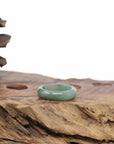 Baikalla Icy Oil-Green Burmese Jadeite Jade Traditional Ring 