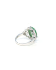 Baikalla 18k White Gold Natural Rich Green Oval Jadeite Jade Ring w/ Natural Diamonds