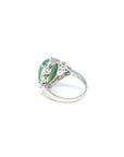 Baikalla 18k White Gold Natural Rich Green Oval Jadeite Jade Ring w/ Natural Diamonds