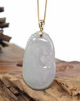 Genuine Lavender Ice Jadeite Jade RuYi Pendant Necklace