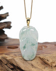 Genuine Ice Green Jadeite Jade Jin Zhi Yu Ye (Leaf) Necklace