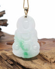 Genuine Burmese Jadeite Jade Guanyin Necklace With 14K Good Bail