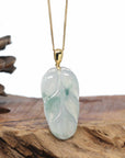 Genuine Ice Green Jadeite Jade Jin Zhi Yu Ye (Leaf) Necklace
