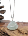 Genuine Ice Jadeite Jade Buddha Pendant Necklace