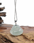 Genuine Ice Jadeite Jade Buddha Pendant Necklace
