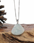 Genuine Ice Jadeite Jade Buddha Pendant Necklace