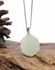 Baikalla "Lucky Lotus" White Nephrite Jade Pendant Necklace