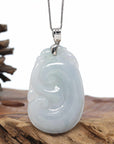 Genuine Lavender Jadeite Jade Ru Yi Pendant Necklace With Sterling Silver Bail