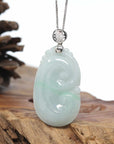 Genuine Lavender Jadeite Jade Ru Yi Pendant Necklace With Sterling Silver Bail