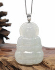 Genuine Burmese Blue Jadeite Jade Guanyin Necklace