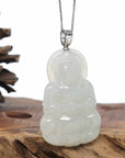 Genuine Burmese Blue Jadeite Jade Guanyin Necklace
