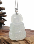 Genuine Burmese Blue Jadeite Jade Guanyin Necklace
