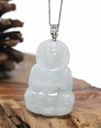 Genuine Burmese Blue Jadeite Jade Guanyin Necklace