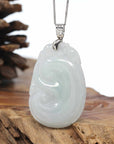 Genuine Lavender Jadeite Jade Ru Yi Pendant Necklace With Sterling Silver Bail