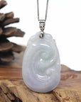 Genuine Lavender Jadeite Jade Ru Yi Pendant Necklace With Sterling Silver Bail