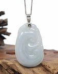 Genuine Lavender Jadeite Jade Ru Yi Pendant Necklace With Sterling Silver Bail