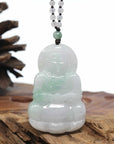 Genuine Burmese Blue Jadeite Jade Guanyin Necklace