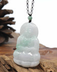 Genuine Burmese Blue Jadeite Jade Guanyin Necklace