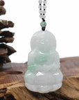 Genuine Burmese Blue Jadeite Jade Guanyin Necklace