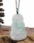 Genuine Burmese Blue Jadeite Jade Guanyin Necklace