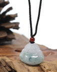 Genuine Burmese Blue Jadeite Jade Happy Buddha Necklace