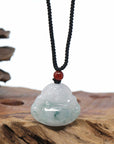 Genuine Burmese Blue Jadeite Jade Happy Buddha Necklace
