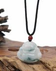 Genuine Burmese Blue Jadeite Jade Happy Buddha Necklace