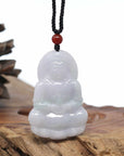 Genuine Burmese Blue Jadeite Jade Guanyin Necklace