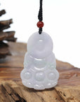 Genuine Burmese Blue Jadeite Jade Guanyin Necklace