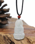 Genuine Burmese Blue Jadeite Jade Guanyin Necklace