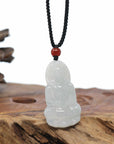 Genuine Burmese Blue Jadeite Jade Guanyin Necklace