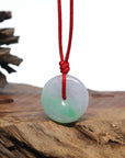Genuine Burmese Lavender Green Jadeite Jade Lucky KouKou Necklace