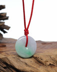 Genuine Burmese Lavender Green Jadeite Jade Lucky KouKou Necklace