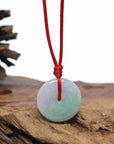 Genuine Burmese Lavender Green Jadeite Jade Lucky KouKou Necklace