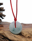 Genuine Burmese Ice Blue Jadeite Jade Lucky KouKou Necklace