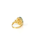 Baikalla 18ky Gold Natural Imperial Green Jadeite Jade Pixiu Ring w/ Natural Diamonds