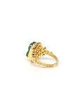 Baikalla 18ky Gold Natural Imperial Green Jadeite Jade Pixiu Ring w/ Natural Diamonds