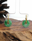 18K Yellow Gold Jadeite Jade KouKou Dangle Earrings
