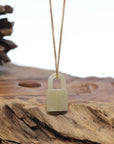 Baikalla Genuine Ice Yellow Jadeite Jade Lock Necklace Pendant