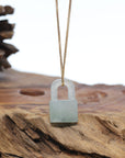 Baikalla Ice Green Jadeite Jade Lock Necklace Pendant
