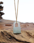 Baikalla Ice Green Jadeite Jade Lock Necklace Pendant