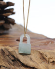 Baikalla Ice Green Jadeite Jade Lock Necklace Pendant