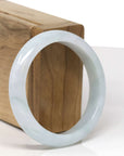 Baikalla Natural Light Blue-Green Jadeite Jade "Half Round" Bangle Bracelet (55.2mm) 