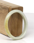 Baikalla Natural Light Yellow-Green W/ Rich Yellow Patch Jadeite Jade Oval Bangle (54.5mm) 