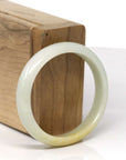 Baikalla Natural Light Yellow-Green W/ Rich Yellow Patch Jadeite Jade Oval Bangle (54.5mm) 