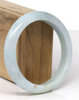 Baikalla Natural Light Blue-Green W/ Sajin (Golden Dust) Jadeite Jade "Half Round" Bangle Bracelet (60.3mm) 