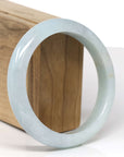 Baikalla Natural Light Blue-Green W/ Sajin (Golden Dust) Jadeite Jade "Half Round" Bangle Bracelet (60.3mm) 
